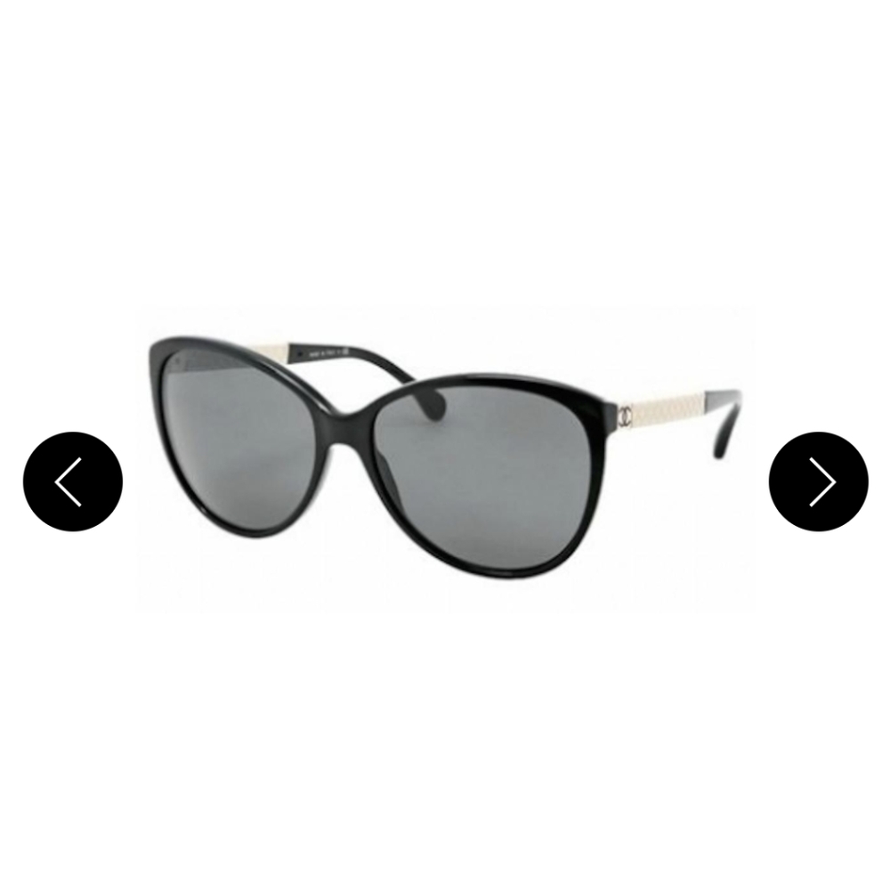 Chanel Black White 5225 Q Cc Logo Leather Quilted Cat Eye